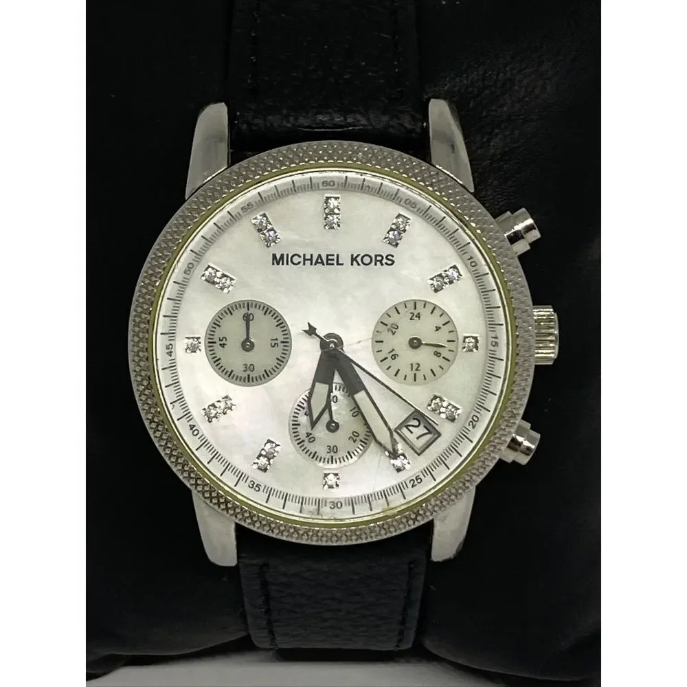 Michael Kors Ritz MK5020 Women's Black Leather Analog Dial Quartz Watch EY118 - Picture 2 of 12